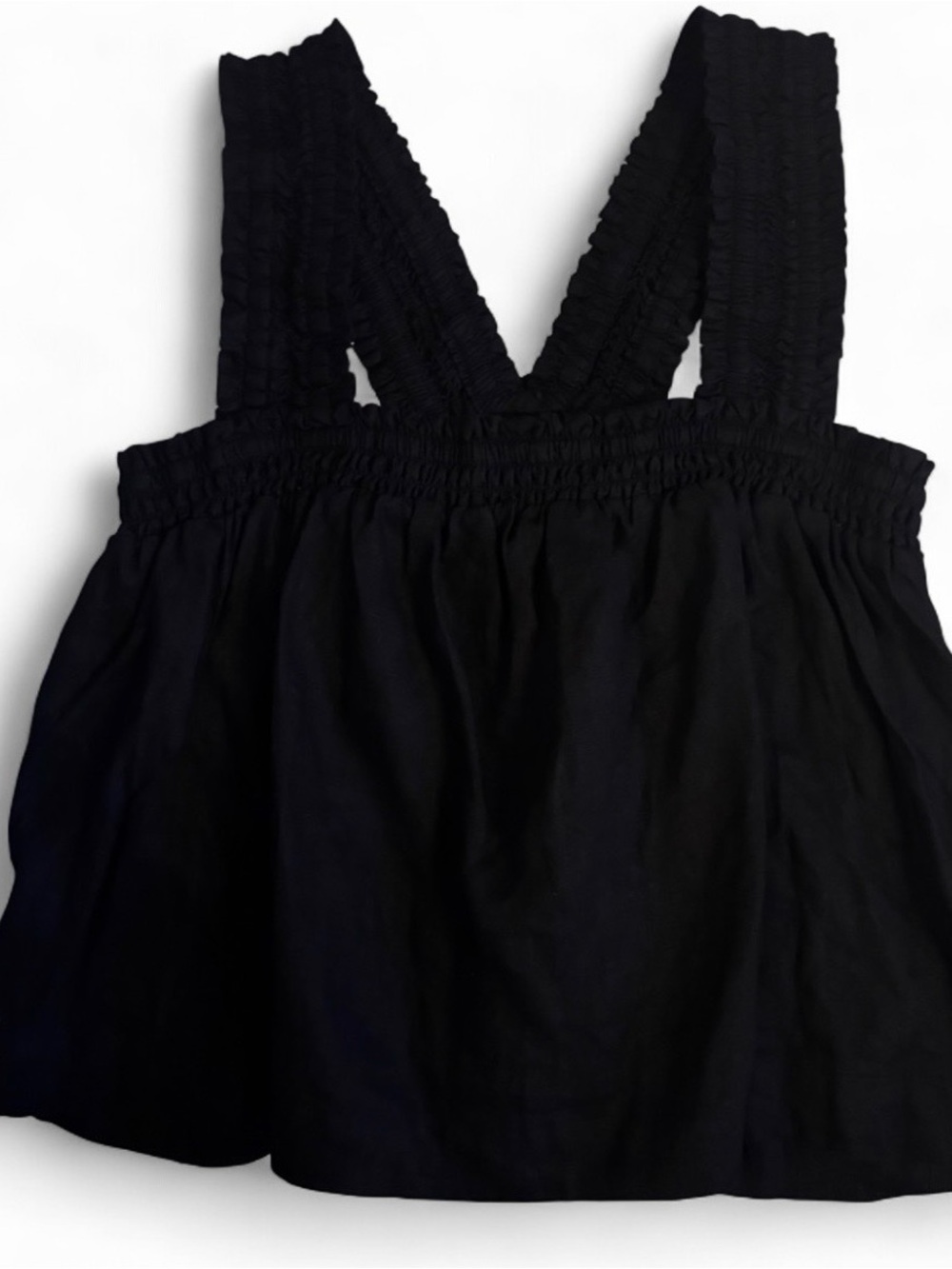 Everlane Black Linen Smocked Strap Tank Top Shirt Women’s XL